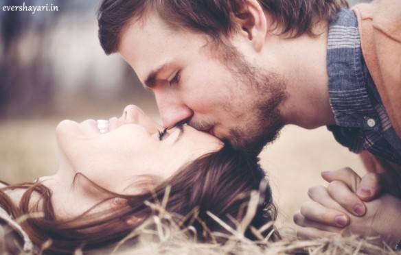 Romantic couple boy kiss on girl forehead