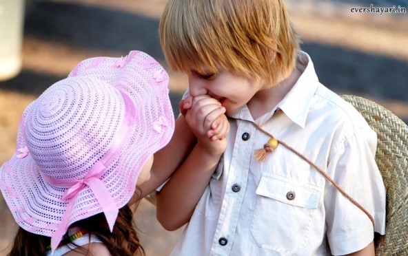 Two Cute Kids Friends Wallpaper