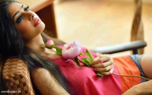 Sad Girl In With Rose in love