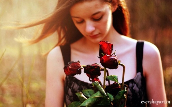 Sad Love Shayari with sad alone girl image