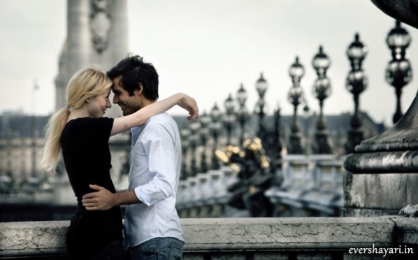 latest romantic shayari with romantic couple image